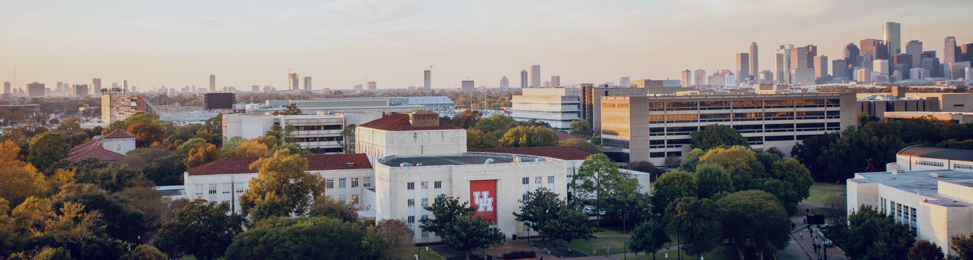 University of Houston skyline at sunset